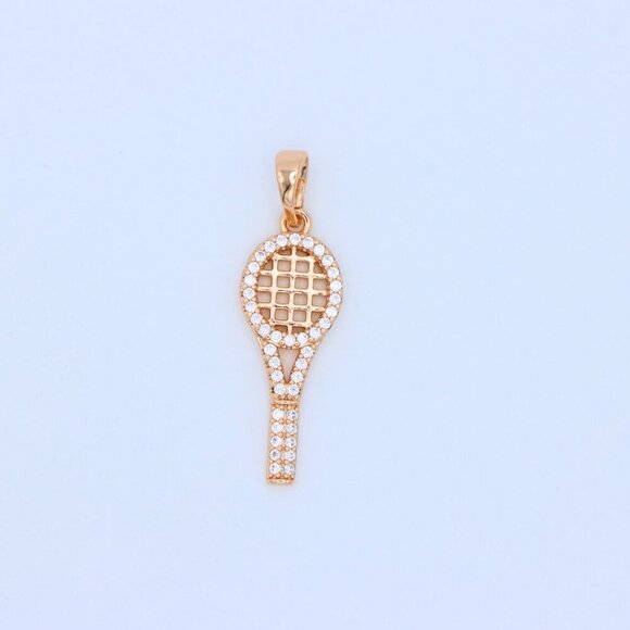 "Sparkling Rose Gold Tennis Racket Pendant, XPPT1313 - Picture 10 of 12